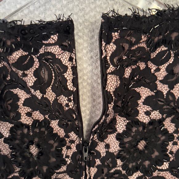 Tadashi Collection Womens 10 Lace Overlay Top Cap Sleeve Black Cocktail Glam - Picture 6 of 12